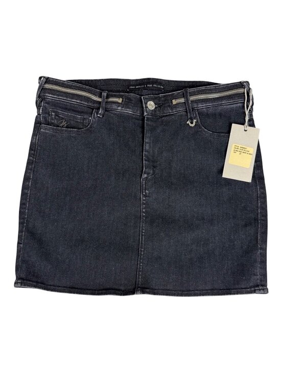 True Religion Dresses & Skirts - Joan Smalls X True Religion Womens 27 Mid-Rise Black Denim‎ Skirt Zipper Retro